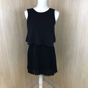 Anthropologie Black Pleated Dress Small